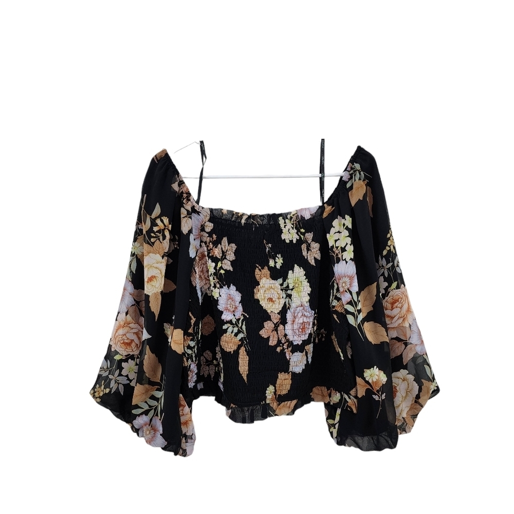 City Chic Women's Floral Off The Shoulder Smocked Crop Top - M